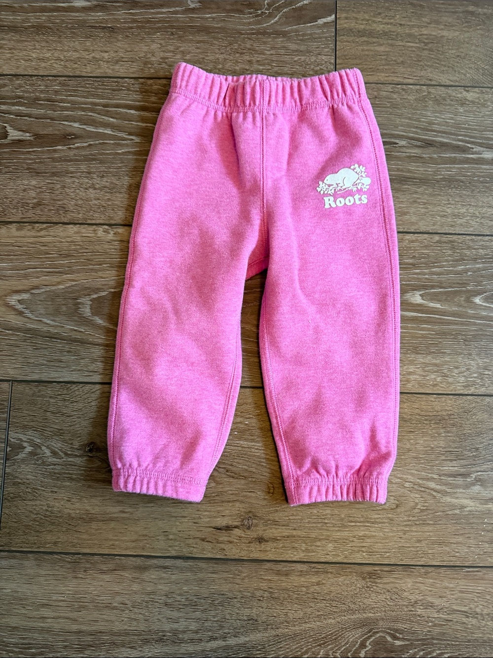 Roots Kids Pink Sweatpants with White Logo